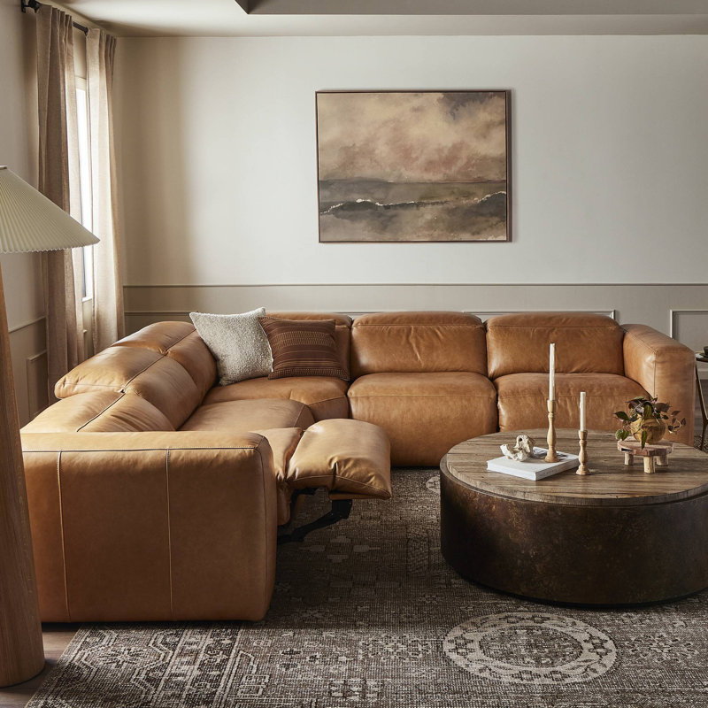 5 piece leather reclining sectional hotsell